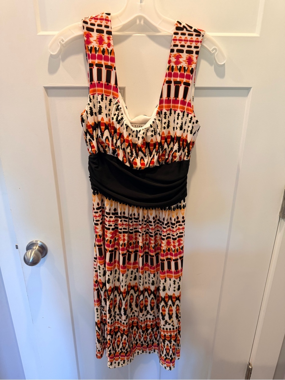 Studio AA Tribal Print Maxi Dress Empire Waist Sleeveless Boho Dress Size 10